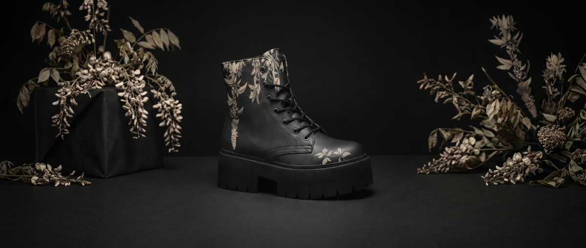 Black Night Ivy Platform Boots from All Platforms