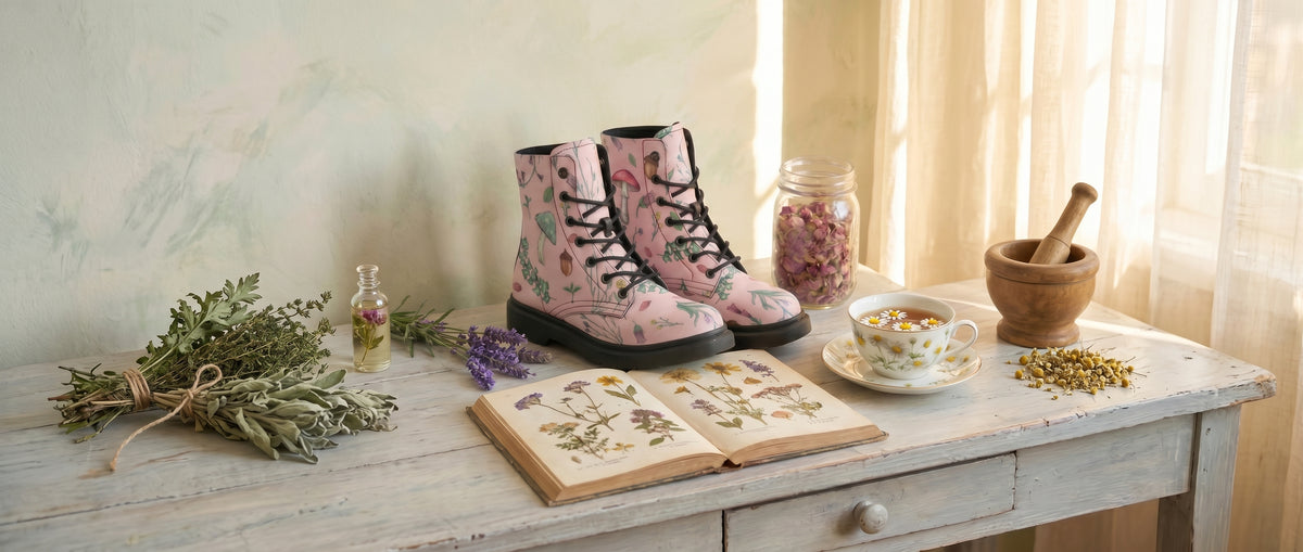 Pink Herbology Boots from Botanical Boots