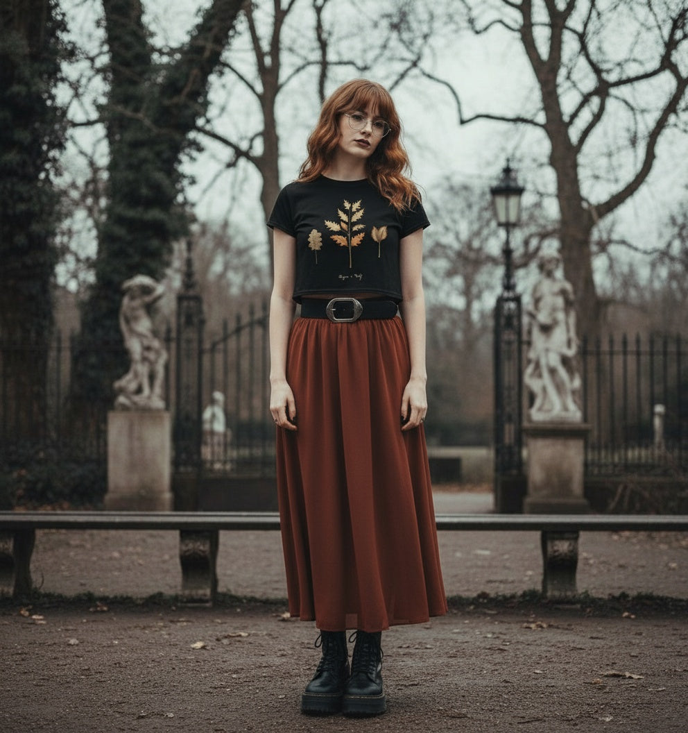 Autumn Memoir Short Sleeve Crop Top