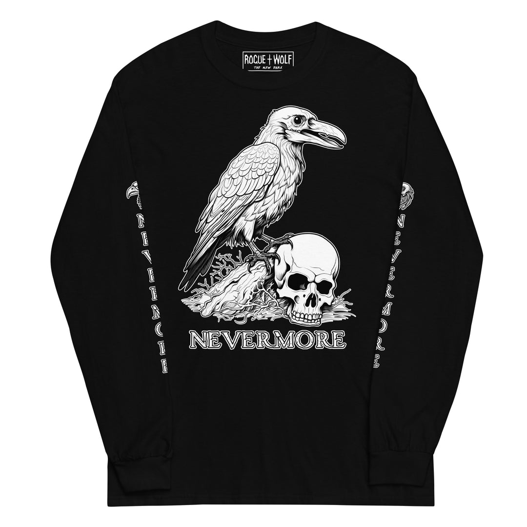 Nevermore Long Sleeve Tee - Alt Goth Long Sleeve Top for Dark Academia Witchy Vegan Unisex Outfit Occult Halloween Gift