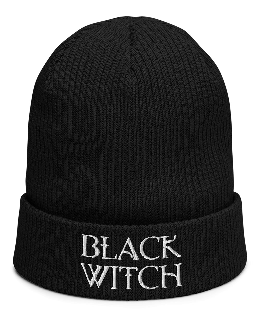 Black Witch Beanie - Embroidered Knit Hats for Women Goth Men Accessories Grunge Aesthetic Dark Academia