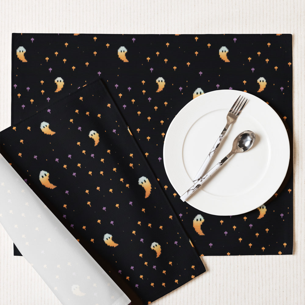 Stargazin’ Spectres Placemat Set of 4 - Witchy Dinner Placemats - Cute Ghosts dark academia Goth Table Setup - Gothic Kitchen Home Decor
