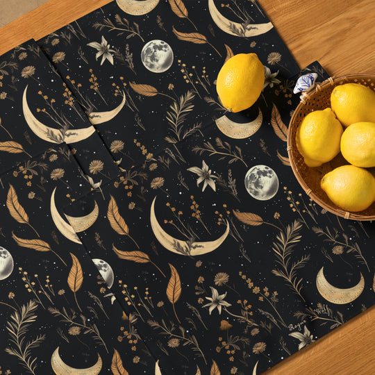 Moonlit Botanica Placemat Set of 4 - Witchy Dinner Placemats - Dark Academia Botanical  Goth Table Setup - Gothic Kitchen Home Decor