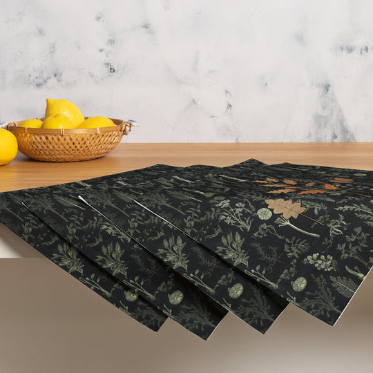 Autumn Memoir Placemat Set of 4 - Witchy Dinner Placemats - Dark Academia Botanical  Goth Table Setup - Gothic Christmas Gifts