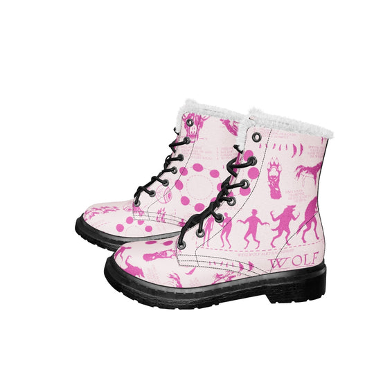 Pink Wolf Study Winter Boots