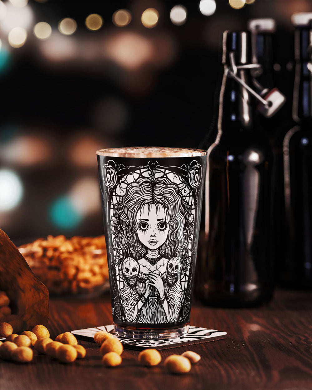 Cursed to Love Pint Glass - Gothic Kitchen Glassware Halloween Gifts Witchy Alt Style Drinkware Gothic Tableware