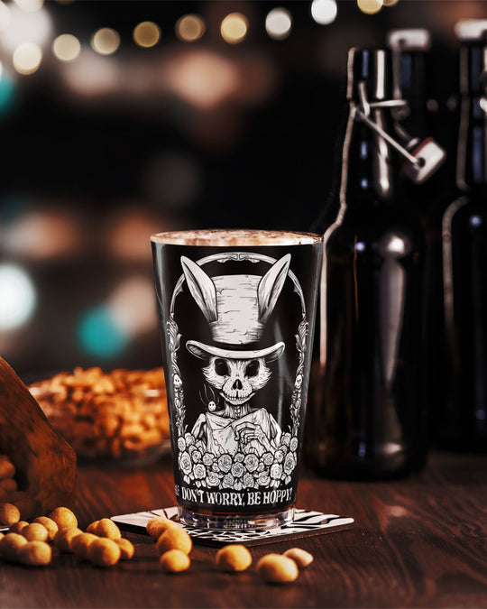Advice from a Dead Rabbit Pint Glass - Gothic Kitchen Glassware Witchy Alt Style Goth Drinkware Halloween Gifts