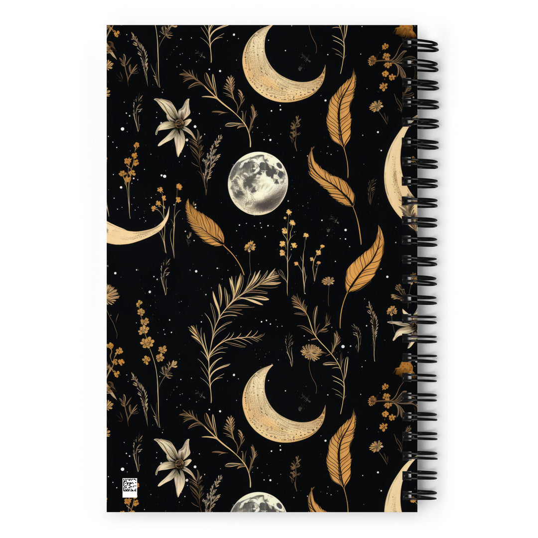 Moonlit Botanica Spiral Notebook - Botanical Witchy Journal Uni & College Dark Academia Essentials - Gothic Stationery