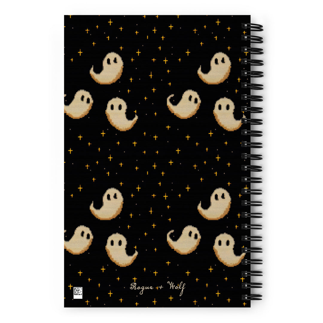 Spooky Soirée Spiral Notebook - Witchy Diary with Spooky Ghosts Uni & College Dark Academia Journal - Gothic Stationery