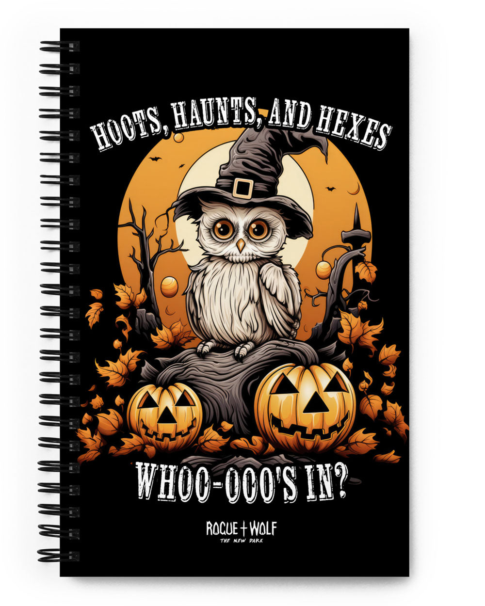 Hoots Haunts and Hexes Spiral Notebook - Cute Spooky Journal for Women Gothic Home Office Stationery Halloween Gifts