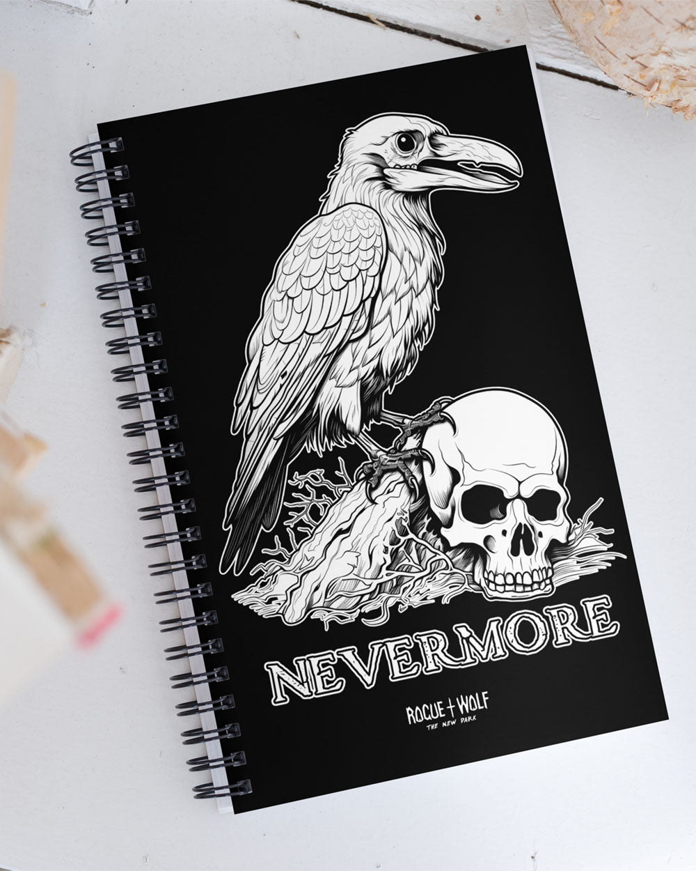 Nevermore Spiral Notebook Journal - Gothic Home Office & Stationery Journal for Women Spooky Goth Halloween Gifts