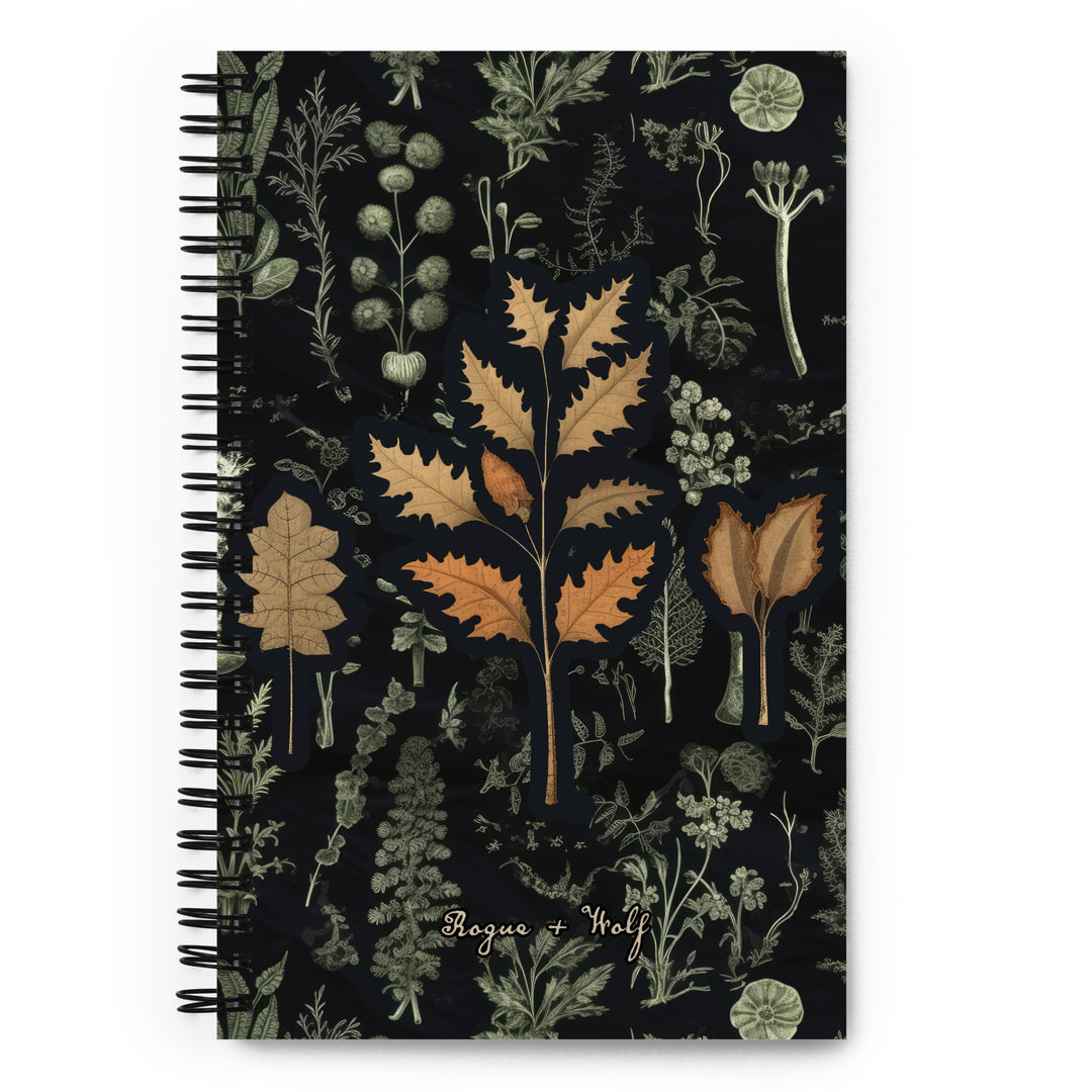 Autumn Memoir Spiral Notebook - Botanical Witchy Journal Uni & College Dark Academia Essentials - Gothic Stationery