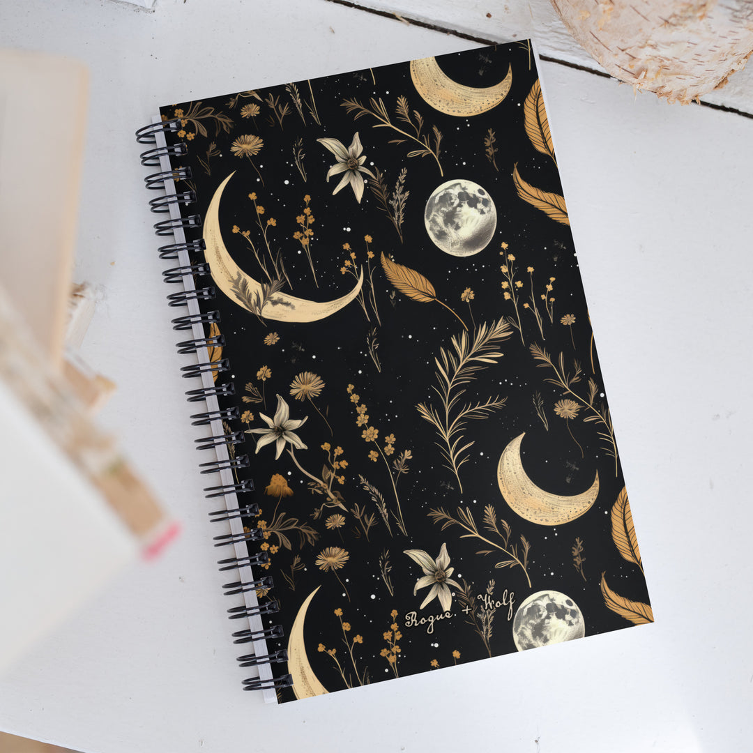 Black Sketchbook With Black Paper. Hardcover Lunar Notebook, Creative  Artbook, Album for Drawing. Custle Witch Style А5 Book MOON PHASES 