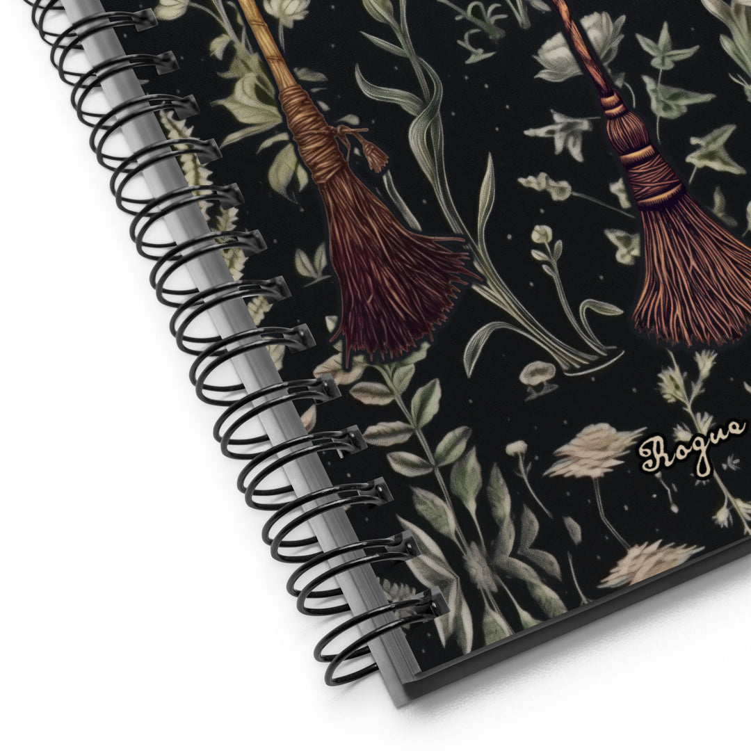 Witches' Broomsticks Spiral Notebook - Botanical Witchy Journal Uni & College Dark Academia Essentials - Gothic Stationery