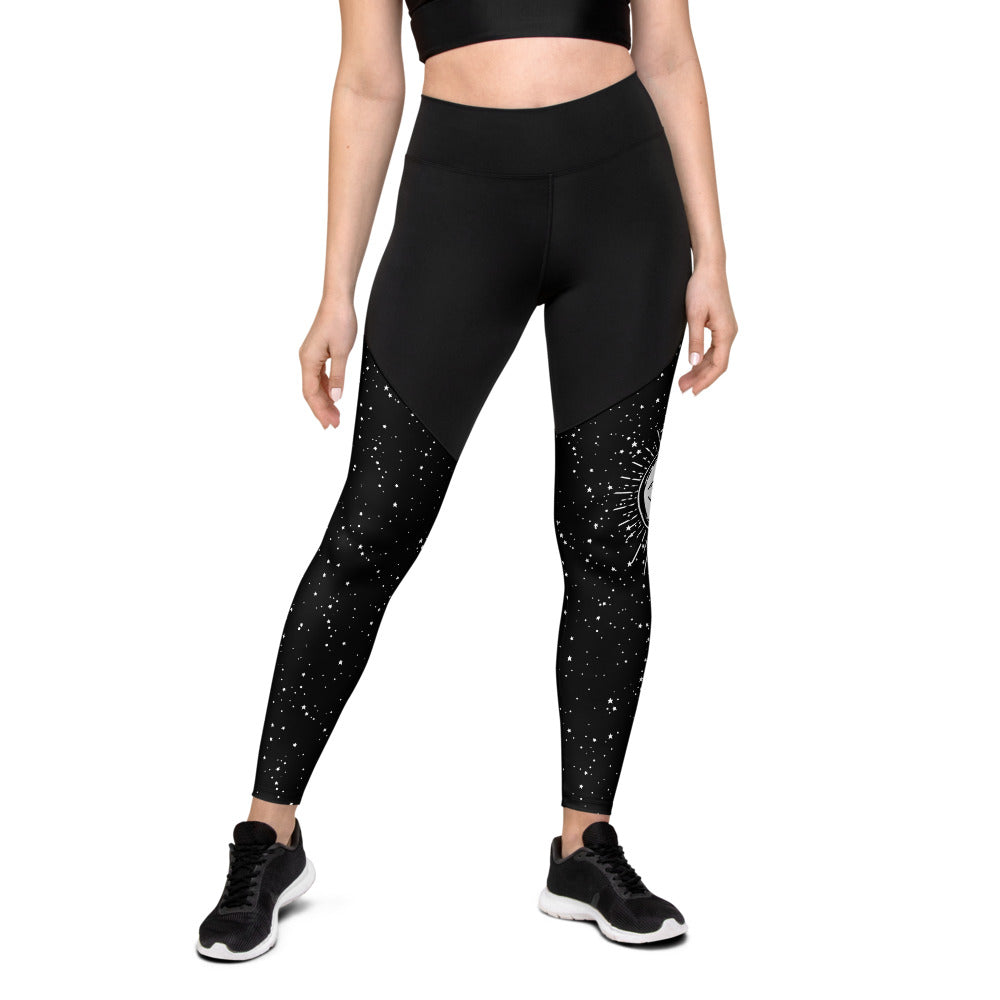Astral Sports Leggings - Slimming Effect Compression Fabric with Bum lift cut - UPF 50+ Protection Vegan Gym & Yoga Essentials