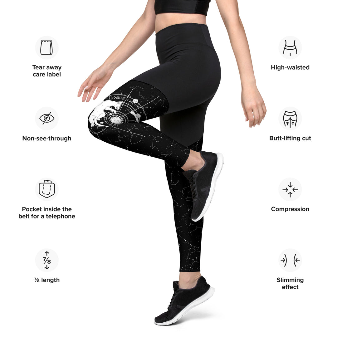 Aurora Sports Leggings - Slimming Effect Compression Fabric with Bum-lift  cut - UPF 50+Protection Vegan Activewear