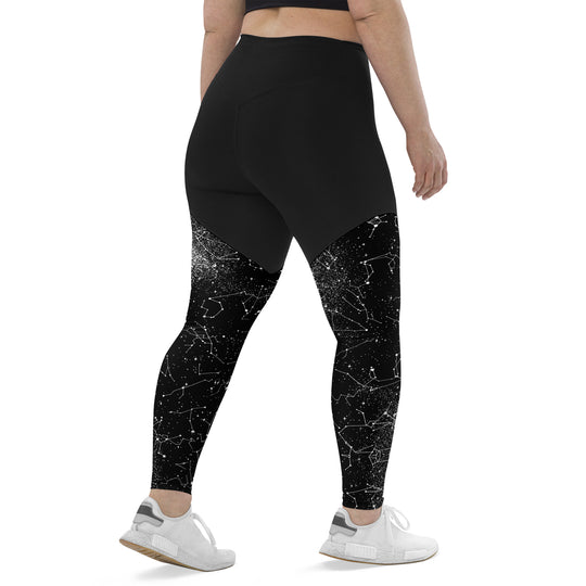 Constellation Sports Leggings - Slimming Effect Compression Fabric with Bum-lift cut - UPF 50+ Protection, Vegan Sportswear