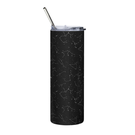 Purr Nebula Stainless Steel Tumbler - Comes with lid & metal straw, Gothic Grunge Drinkware, Gym Yoga Essentials - 20oz/600ml