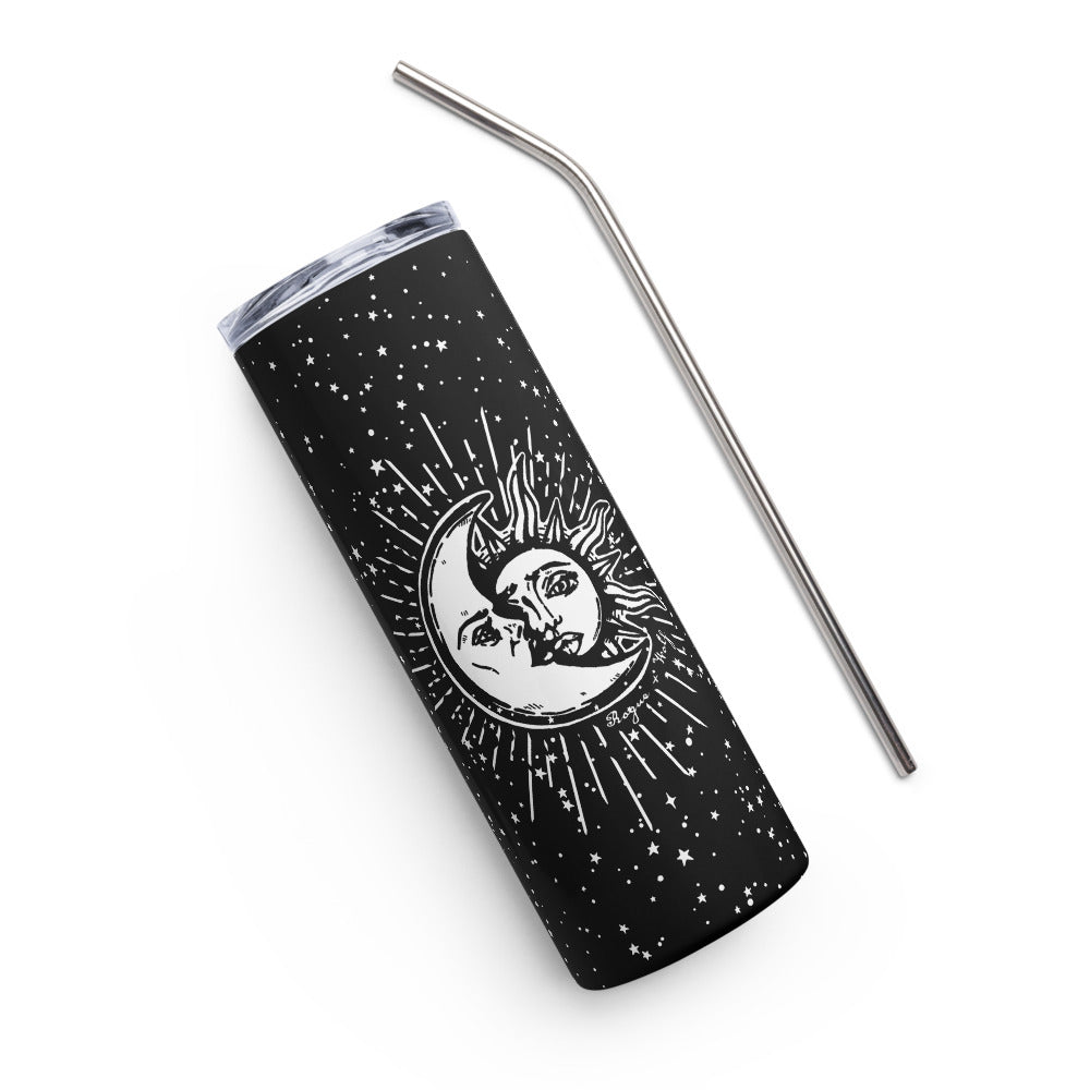 Astral Stainless Steel Tumbler - Comes with lid & metal straw, Gothic Grunge Drinkware, Gym Yoga Essentials - 20oz/600ml