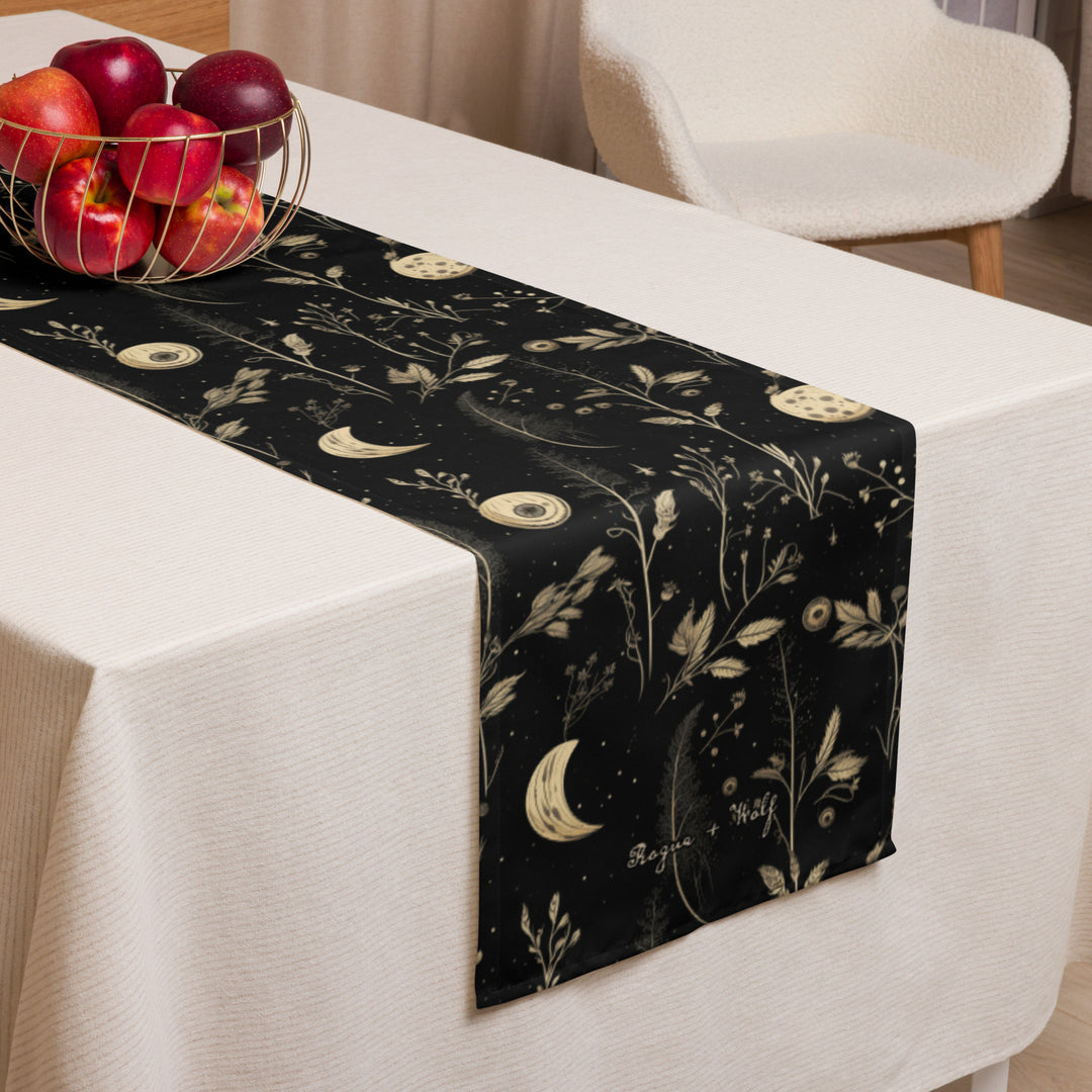 Twilight Garden Table Runner - Botanical Dinner Table Setup - Gothic Witchy Kitchen - Dark Academia Home Decor