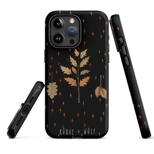Autumn Memoir Tough Phone Case for iPhone - Dark Academia Anti-Scratch Shockproof Botanical Cover, Witchy Goth Accessories, Christmas Gifts