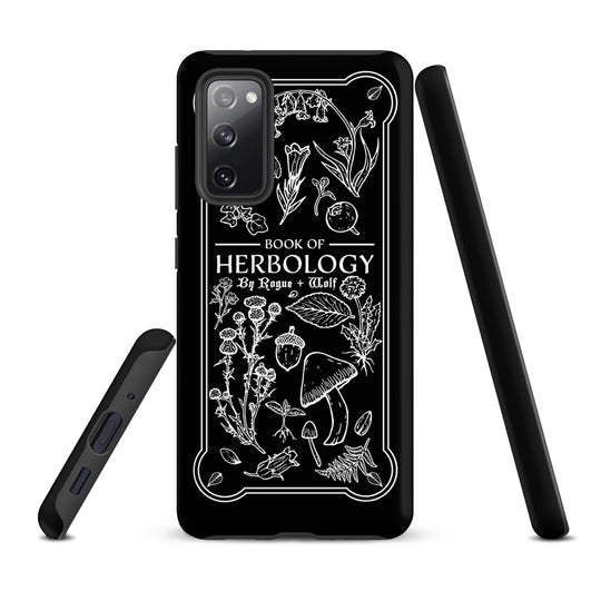 Book of Herbology B&W Tough Phone Case for Samsung - Elegant Durable Protective Witchy Gothic Unique Design