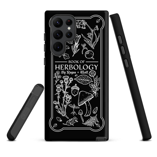 Book of Herbology B&W Tough Phone Case for Samsung - Elegant Durable Protective Witchy Gothic Unique Design