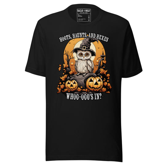 Hoots Haunts and Hexes Tee - Alt Goth T-Shirt Unisex Halloween Dark Academia Witchy Alt Style Occult Fashion