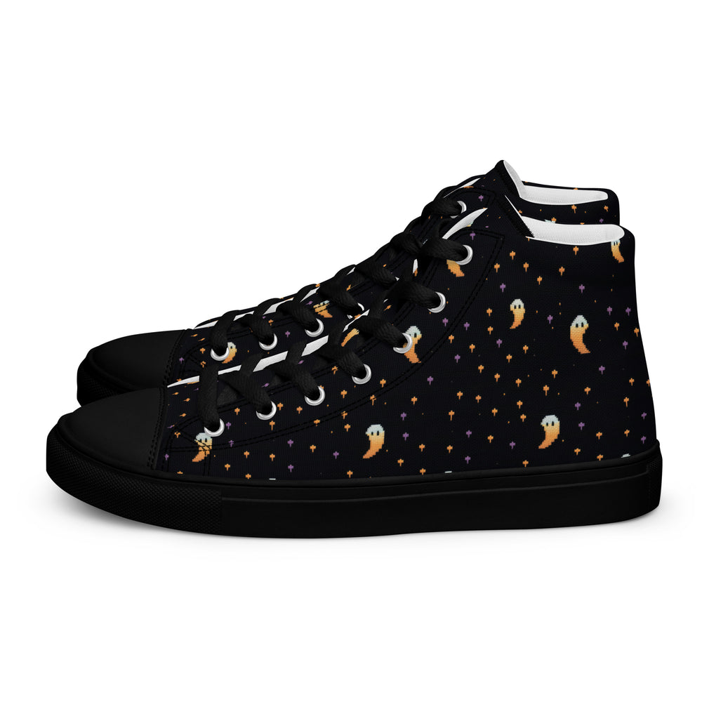 Spooky Soirée Women’s High Top Shoes - Cute Ghost Vegan Sneakers - Comfortable Goth Trainers - Witchy Grunge Fashion