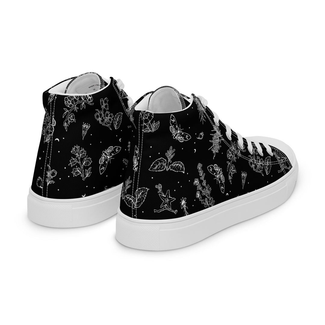 Nightshade Women’s High Top Shoes - Botanical Vegan Sneakers - Comfortable Goth Trainers - Witchy Grunge Dark Academia