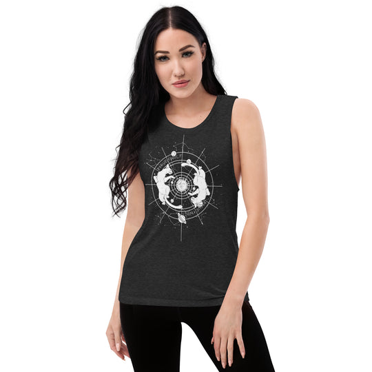 Purr Nebula Muscle Tank Top - Relaxed Fit Tee with low cut armholes, Gym Yoga Essentials, Witchy Vegan Activewear, Goth Sportwear