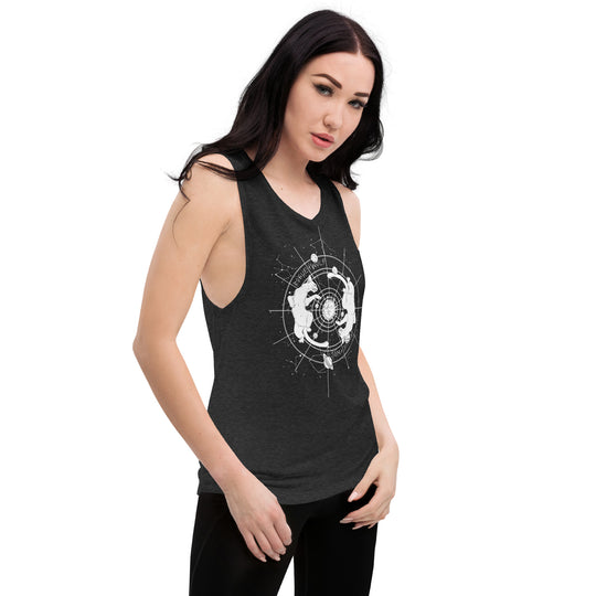 Purr Nebula Muscle Tank Top - Relaxed Fit Tee with low cut armholes, Gym Yoga Essentials, Witchy Vegan Activewear, Goth Sportwear