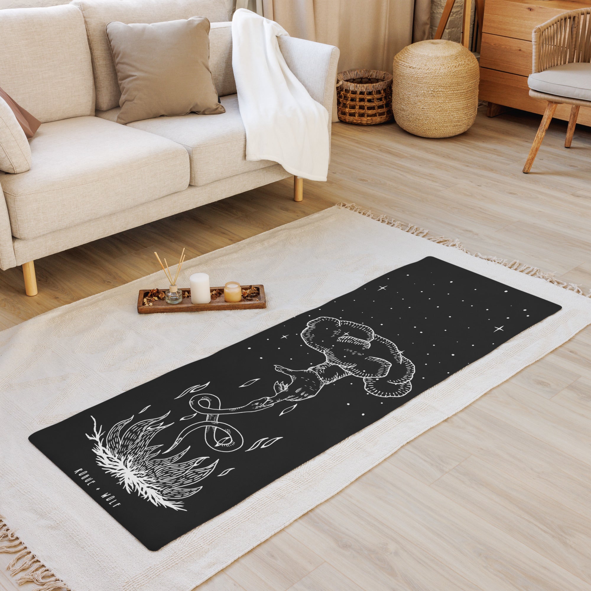 Godbane Yoga Mat – Rogue + Wolf Rubber Microsuede Occult Witchy