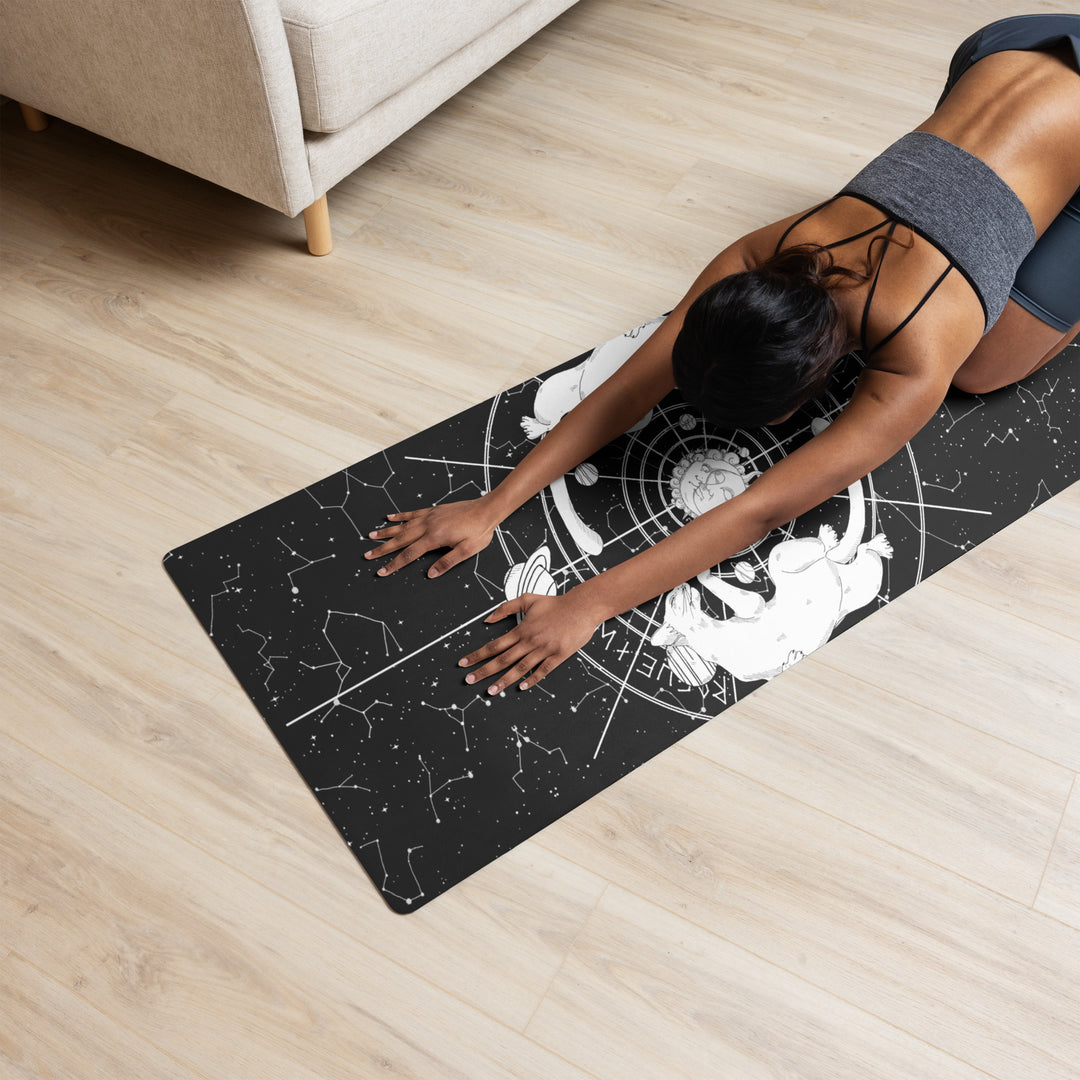 Purr Nebula Yoga Mat - Non Slip Exercise Mat for Yoga Pilates Stretching Floor Workouts Witchy Goth Yoga Gifts