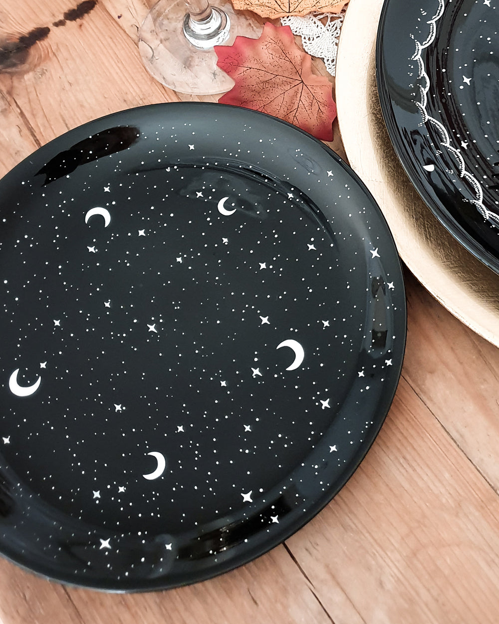 Buy Midnight Dinnerware Set of 3 by Rogue + Wolf Black Plates & Sets,  Contemporary Kitchen Table Gothic Decor, New Apartment essentials for First  Home, Aesthetic Accessories - Luxurious Porcelain Online at desertcartINDIA