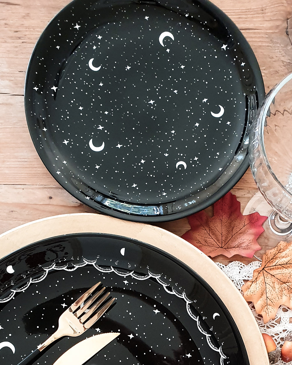 Buy Midnight Dinnerware Set of 3 by Rogue + Wolf Black Plates & Sets,  Contemporary Kitchen Table Gothic Decor, New Apartment essentials for First  Home, Aesthetic Accessories - Luxurious Porcelain Online at desertcartINDIA