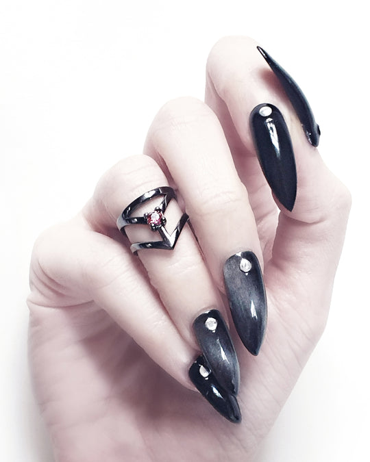 Affection Black Silver Midi Ring US2 to US6