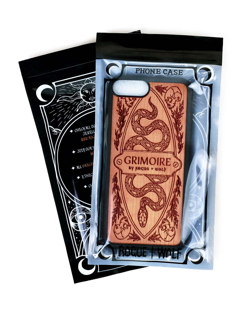 Grimoire - Engraved Cherry Wood Phone Case