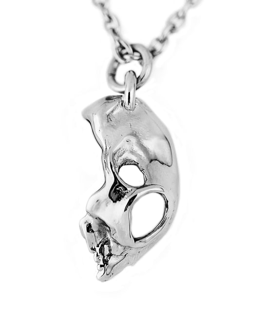 Cat Skull Necklace in Mirror Steel