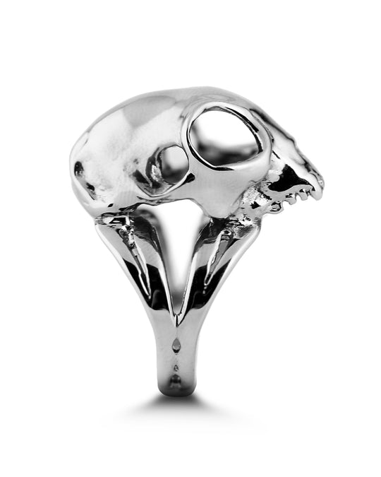 Cat Skull Ring in Mirror Steel