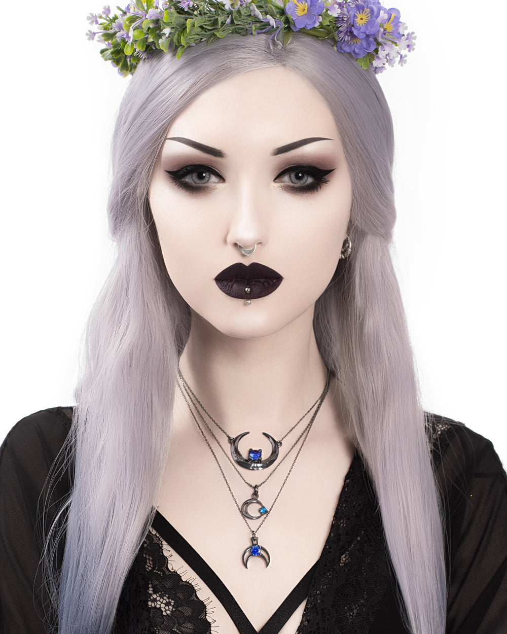 Selene Black Silver Necklace