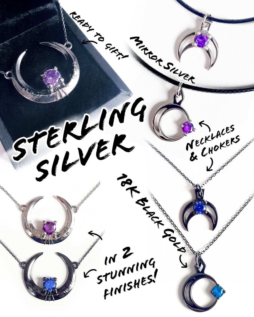 Rhea Black Sterling Silver Necklace
