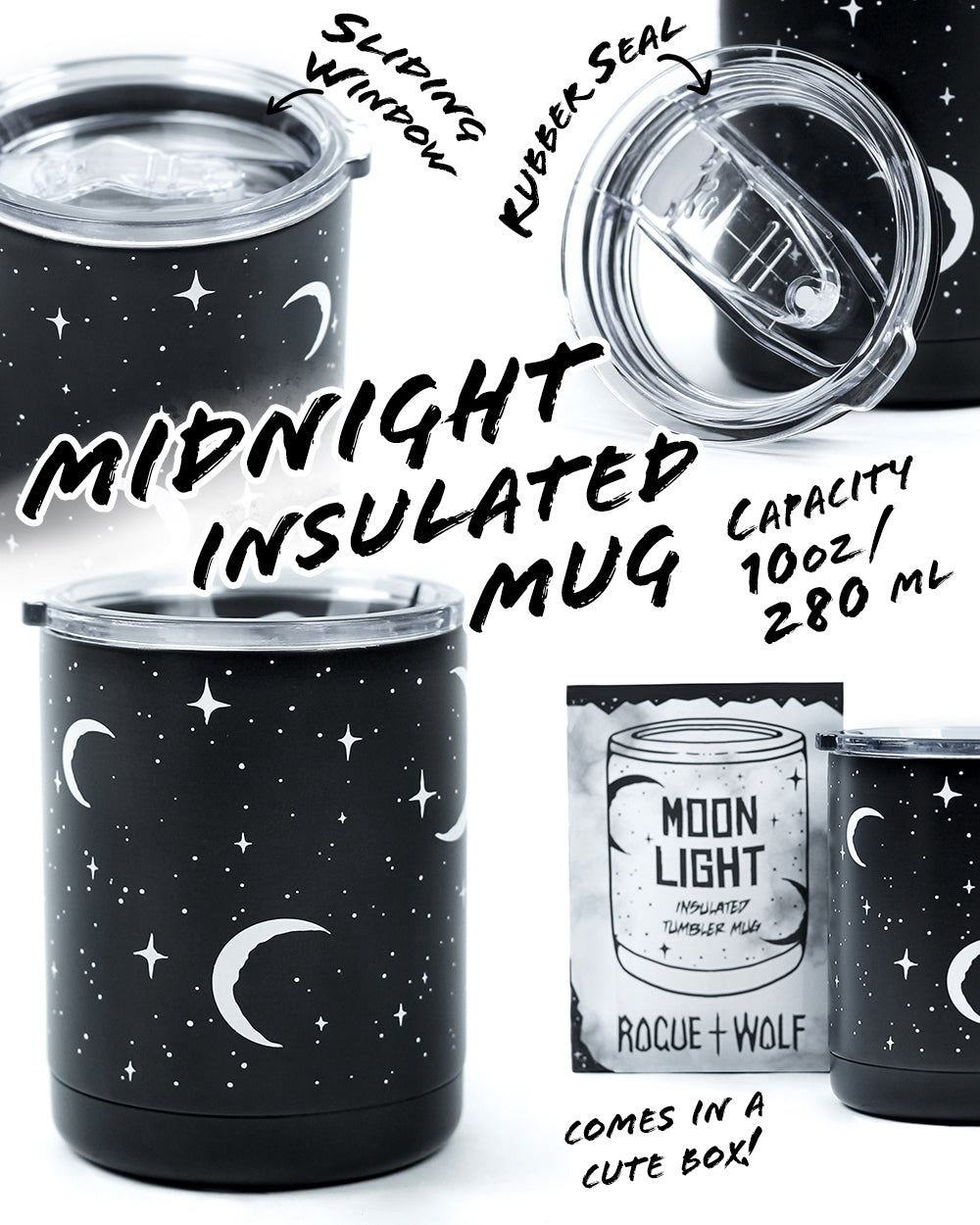 Moonlight Insulated Tumbler Mug - 280ml / 10oz – Rogue + Wolf