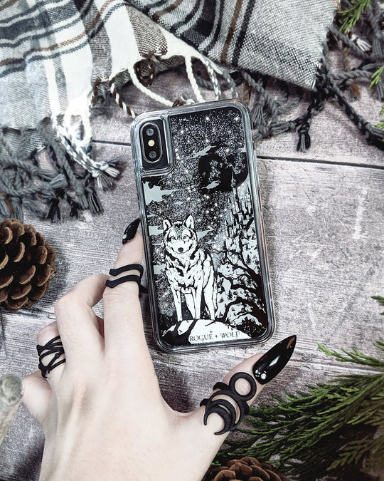 Castle Whitewolf  - Shock Resistant Phone Case - Silver Glitter