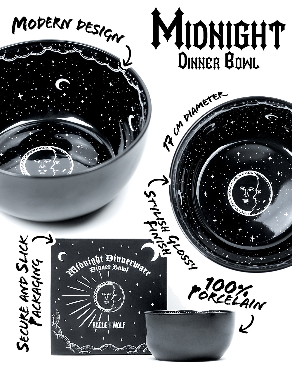 Midnight Porcelain Large Dinner Bowl