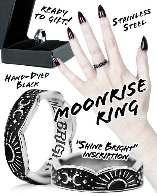 Moonrise Ring in Blackened Steel