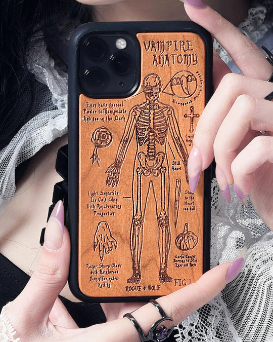 Vampire Anatomy - Engraved Cherry Wood Phone Case