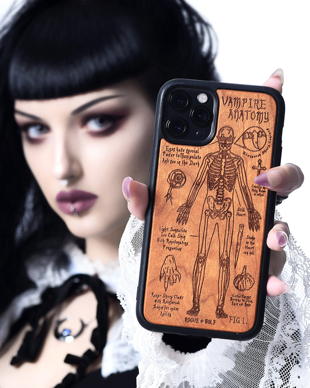 Vampire Anatomy - Engraved Cherry Wood Phone Case